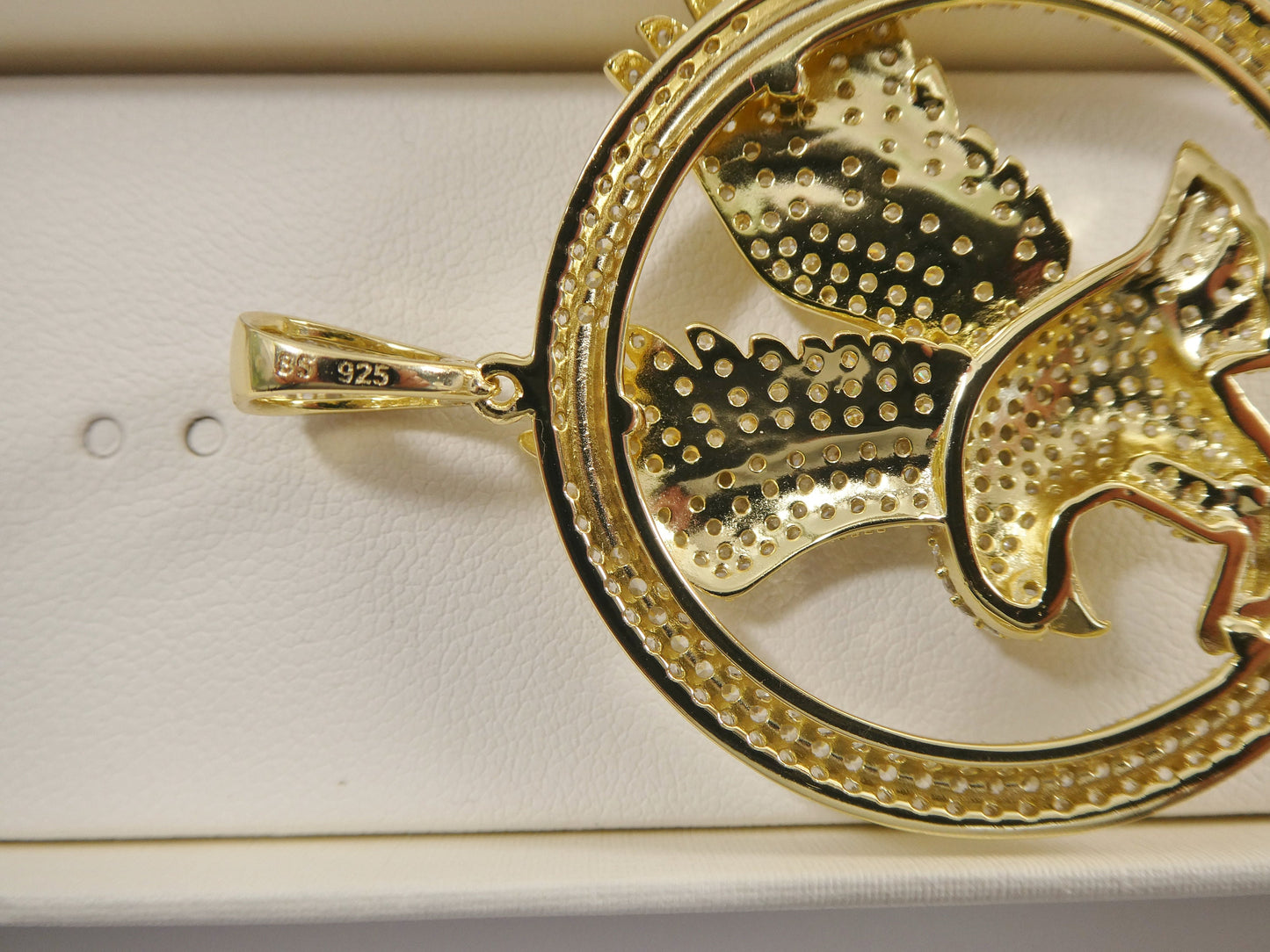 real 925 sterling silver full stone setting large eagle pendent
