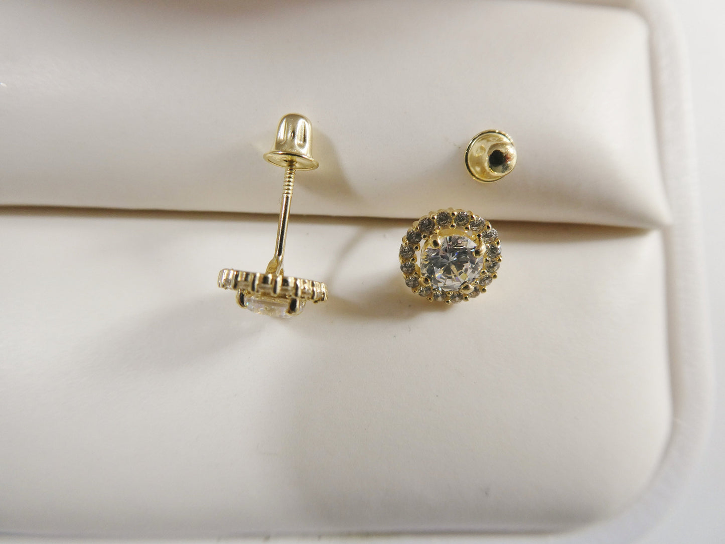 real 10k solid yellow gold screw post circle stud earrings