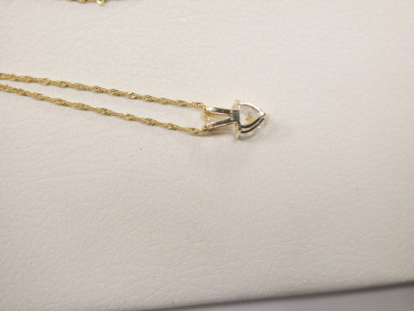 10k real solid yellow gold 16 inch chain and heart solitaire pendent set