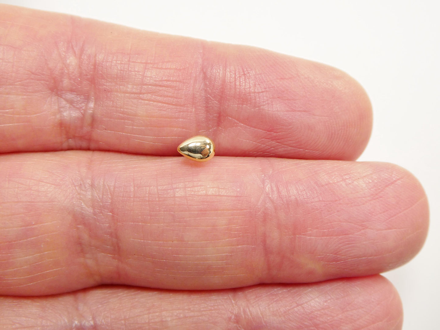 14k real solid yellow gold teardrop stud nose ring