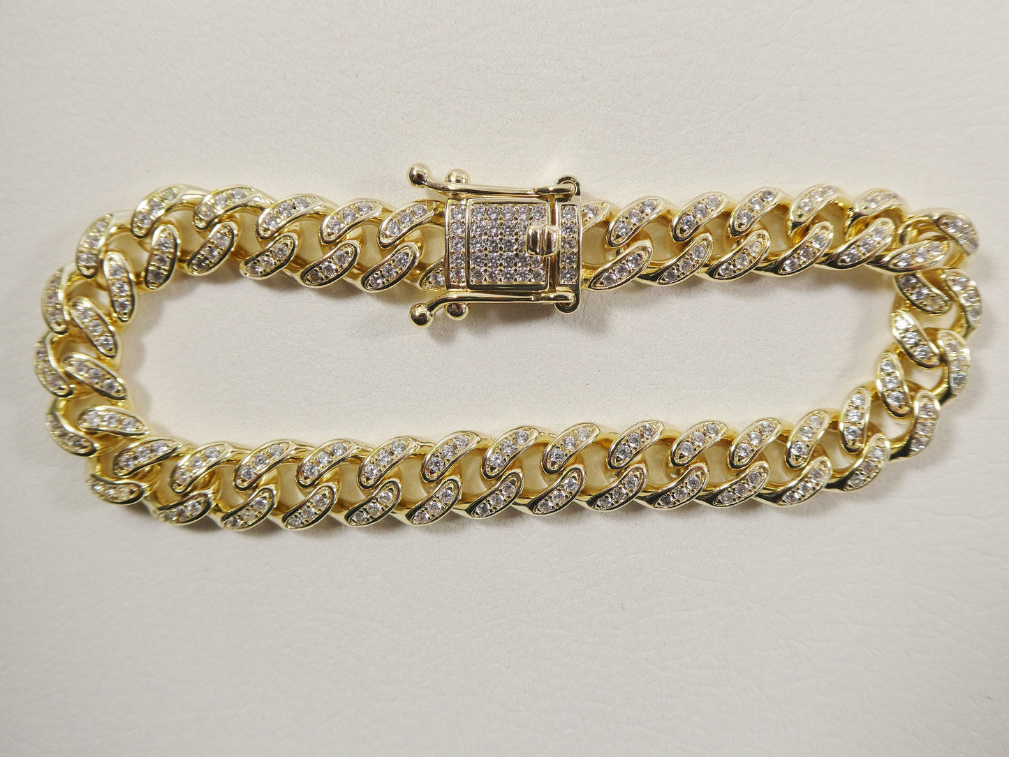 18k yellow gold filled 8mm full stone prong setting bracelet 7" 8" length