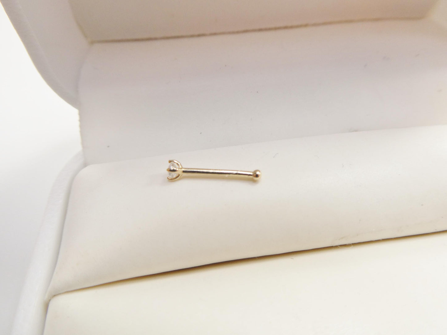 14k real solid yellow gold 2MM long post nose ring