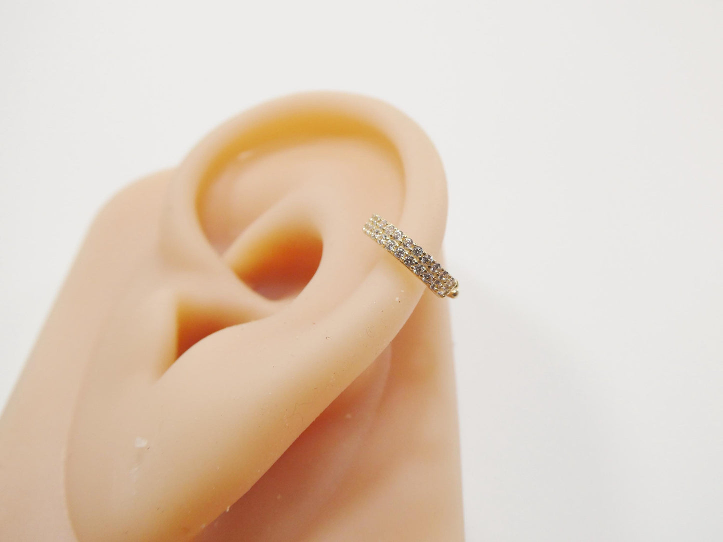 14k real solid yellow gold cz hoop earring cartilage daith ring piercing