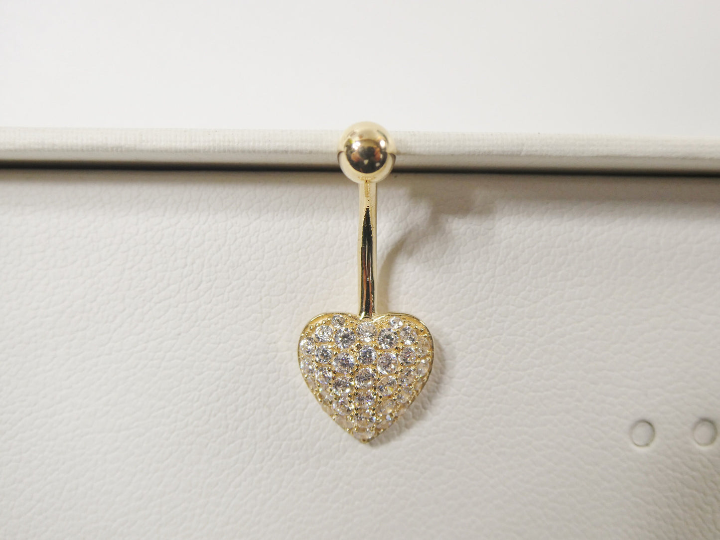 14k real solid yellow gold heart belly button ring piercing