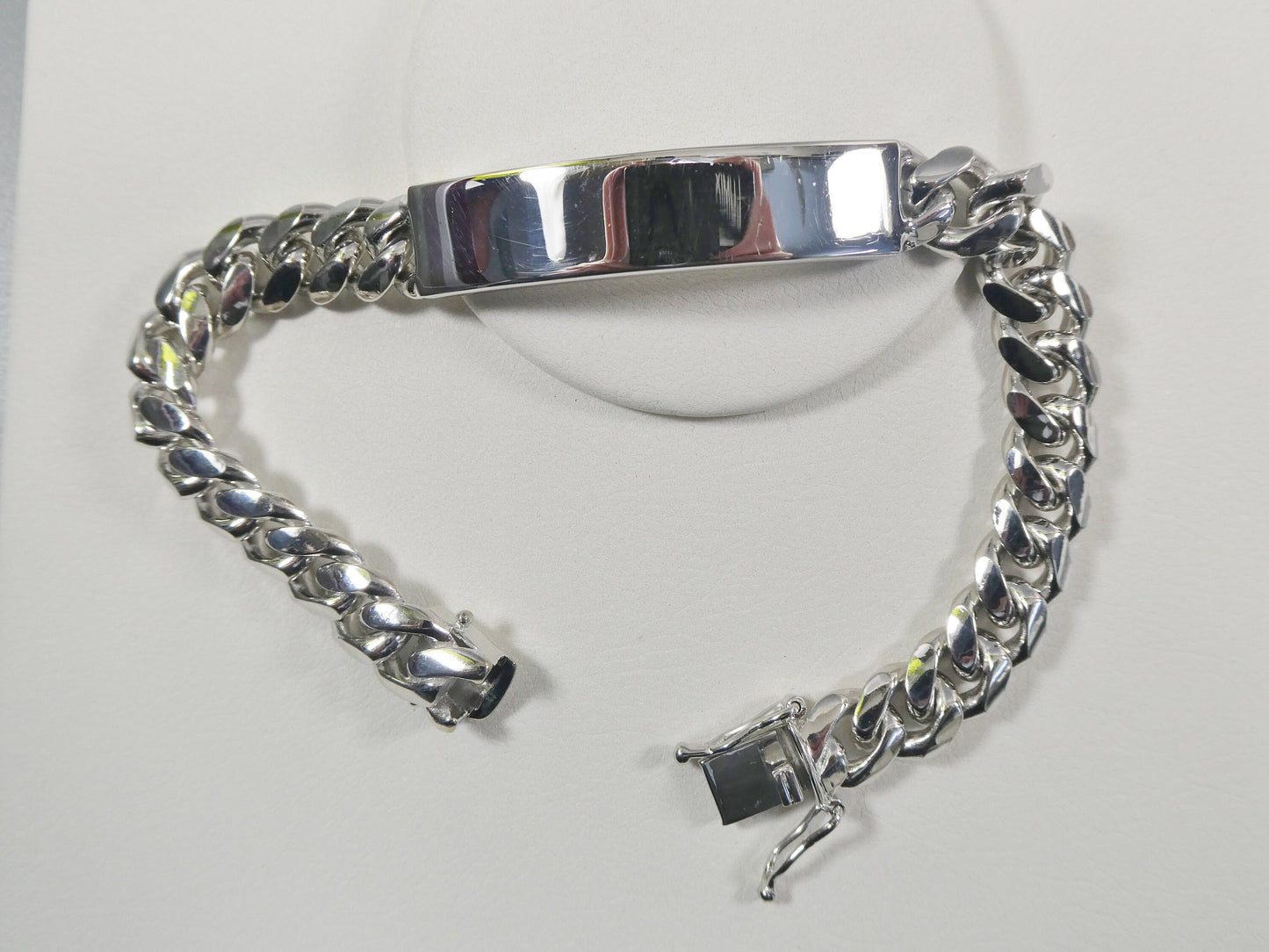 real 925 sterling silver 9 inch solid Miami ID men bracelet 14k white gold finish