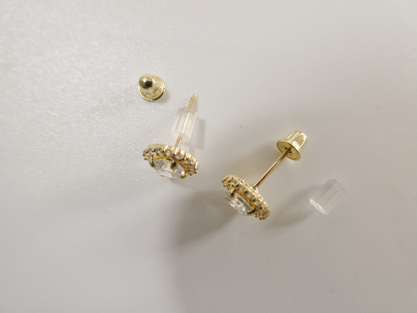 real 10k solid yellow gold screw post circle stud earrings