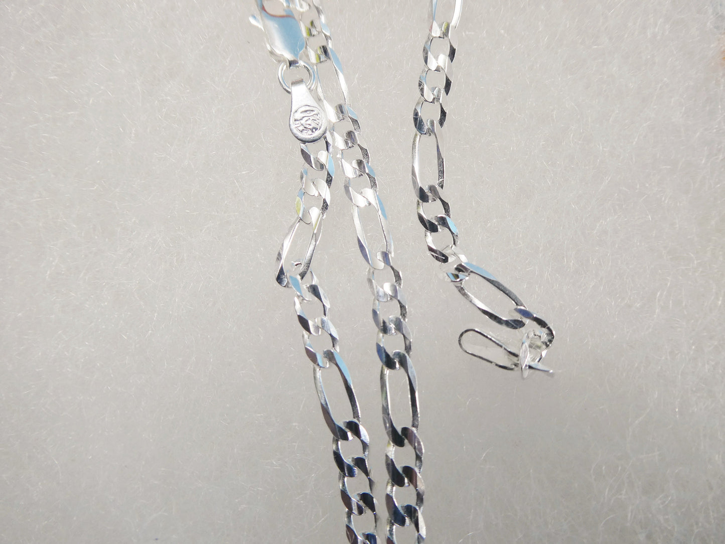 real 925 sterling silver 3.5mm Italian concave figaro solid chain lobster lock clasp