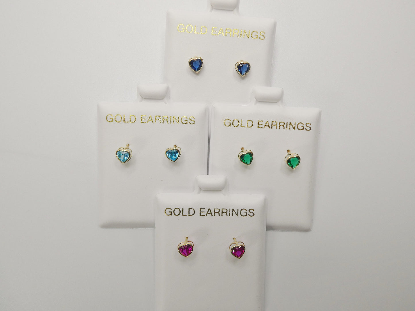 10k real solid yellow gold birthstone screw back children earrings heart bazel shape