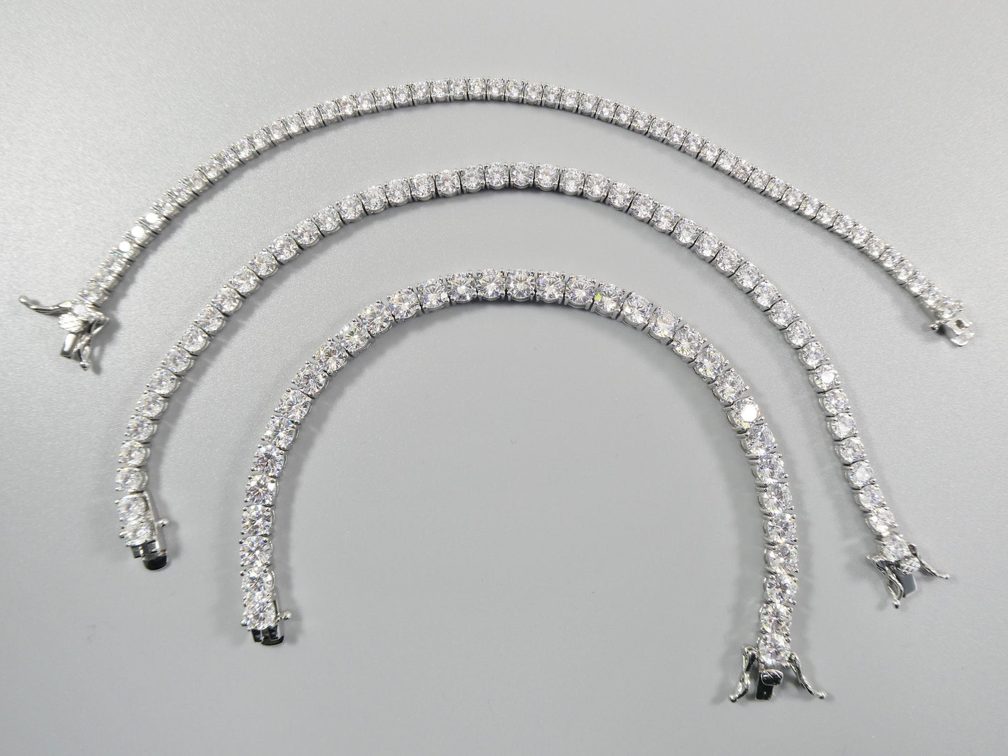 real 925 sterling silver tennis bracelet 3mm / 4mm / 5mm white gold finish
