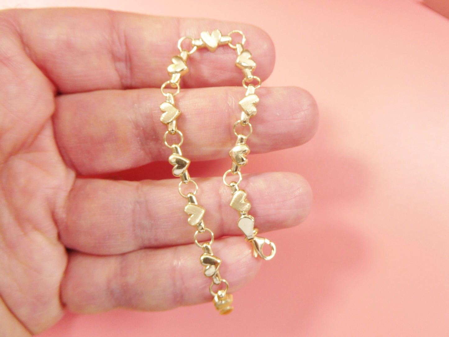 14k real solid yellow gold heart 6 inch baby bracelet