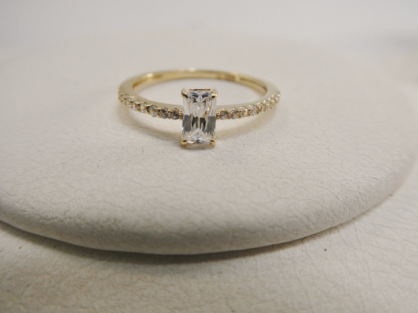 real 14k solid yellow gold women's classic micro pave setting pinky ring