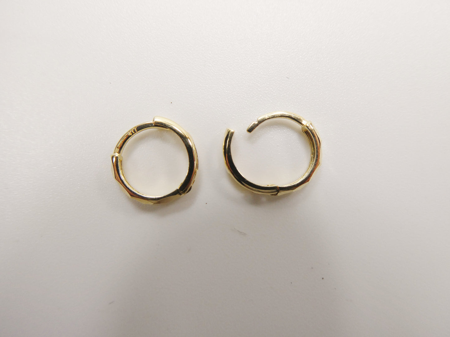 real 10k solid yellow gold diamond cut 10mm hoop huggie earring