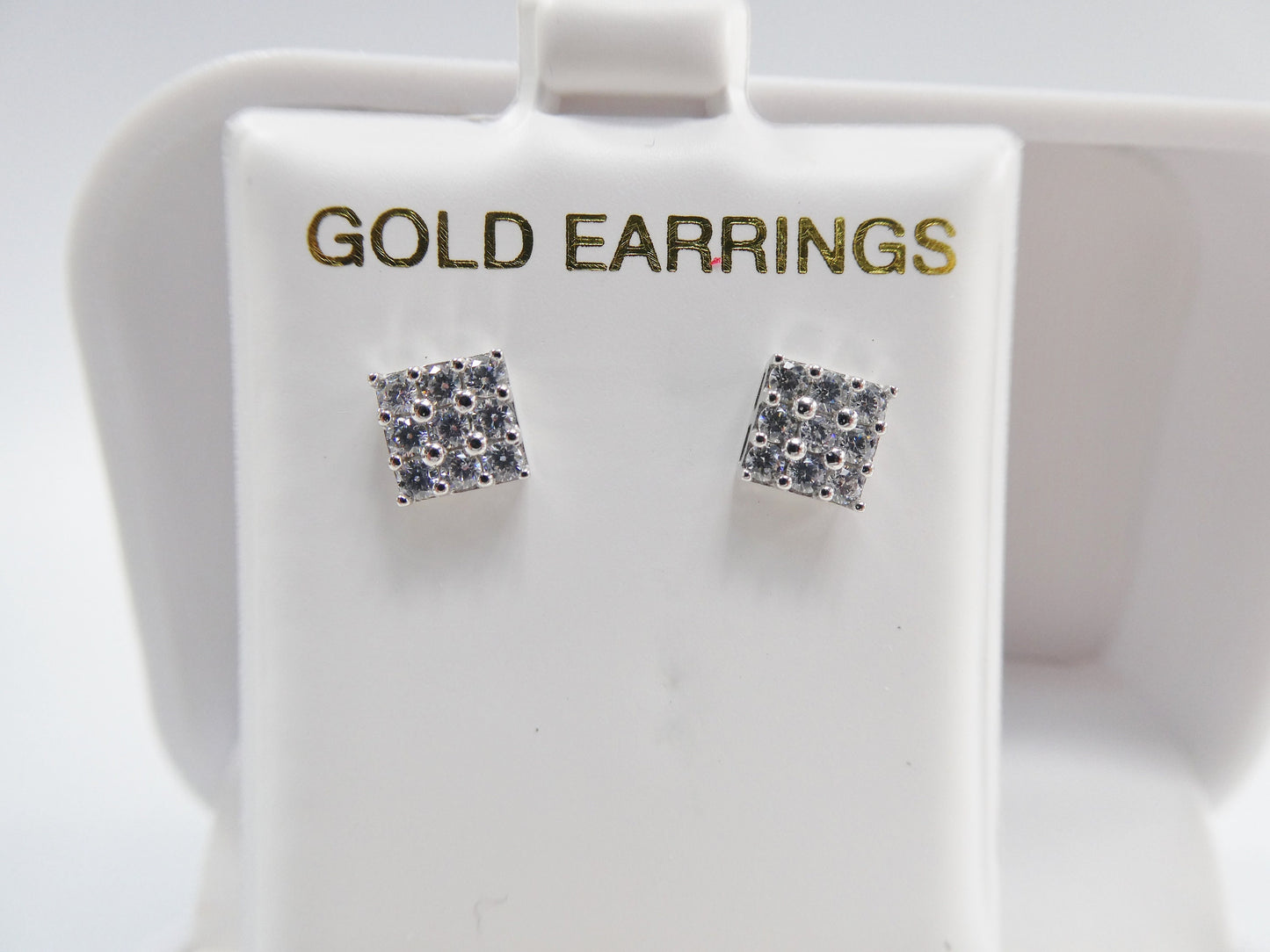 real 10k solid yellow gold square push post stud earring