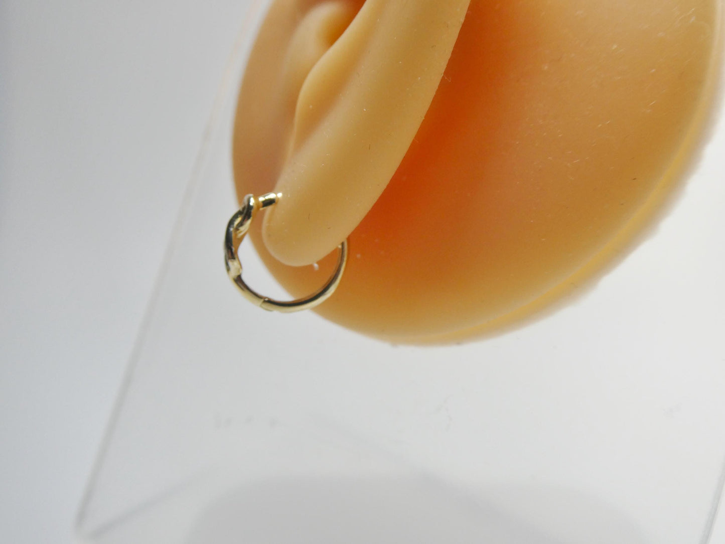 real 10k solid yellow gold designer knot hoop huggie earrings
