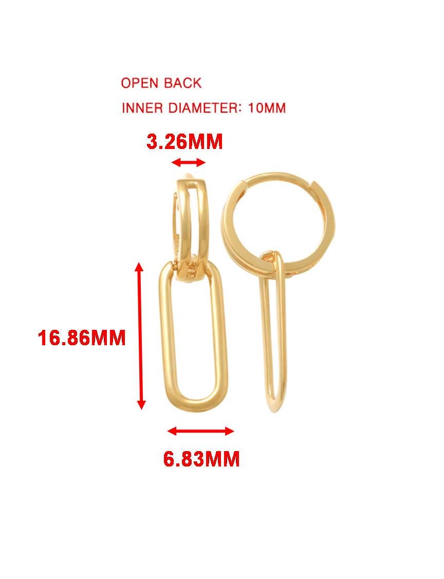 real 10k solid yellow gold polish paperclip earring