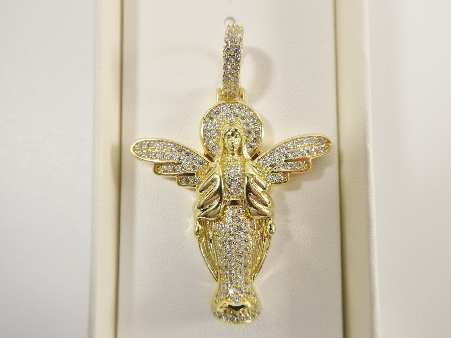 real 925 sterling silver large angel guardian medallion pendent