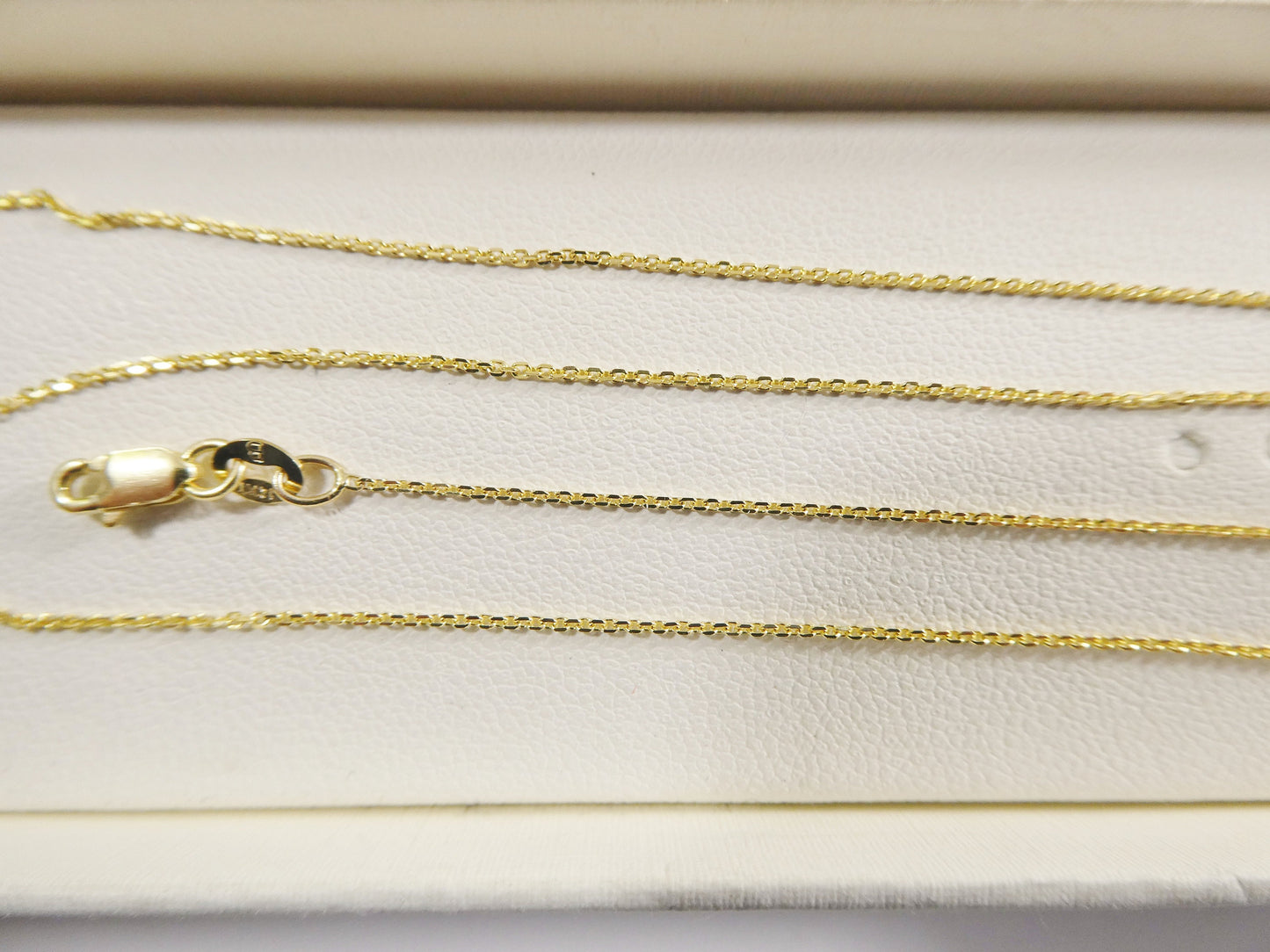 14k real solid yellow gold tiny small cable chain necklace