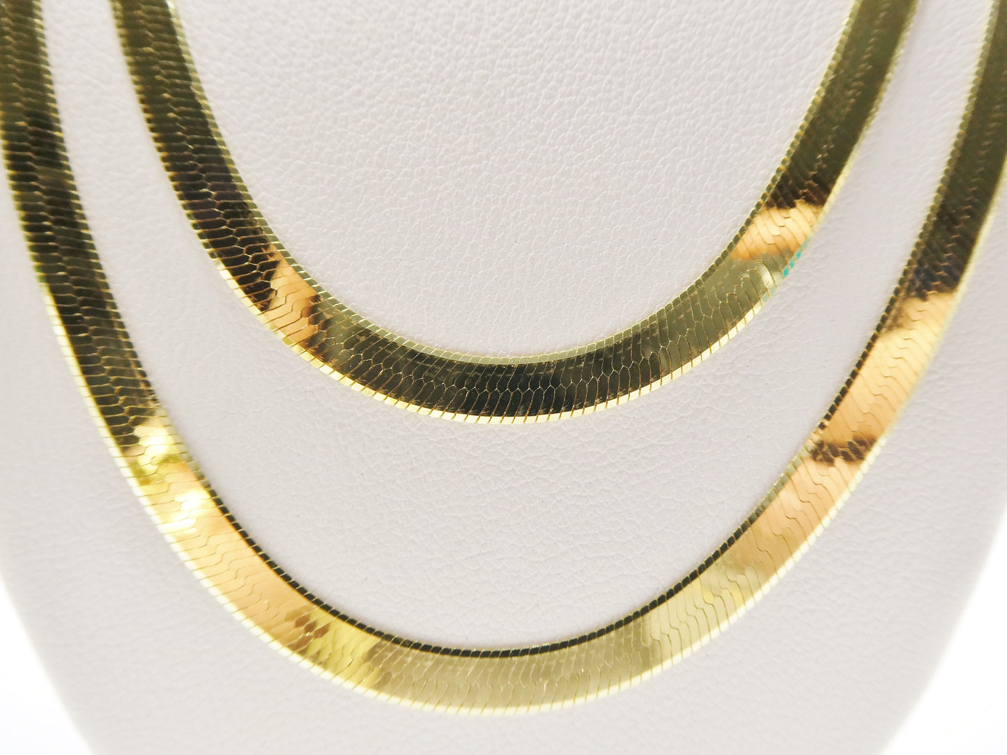 real 4.5mm 925 sterling silver herringbone necklace / choker 14k yellow gold finish