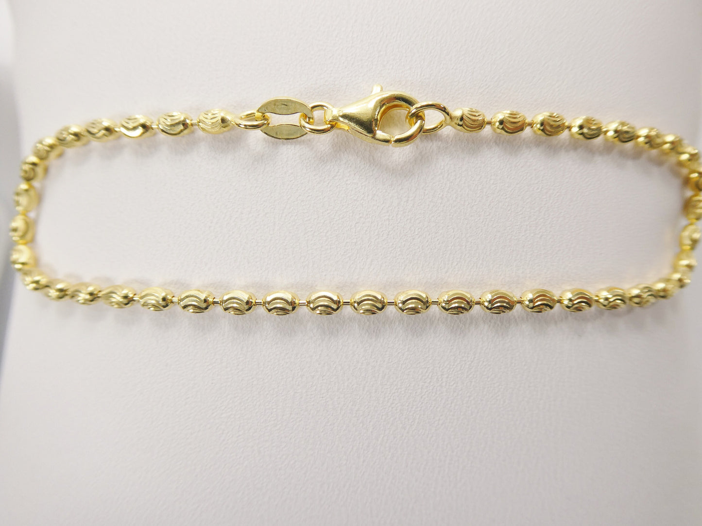 Real 925 sterling silver 7 inch bead bracelet 14k yellow gold finish