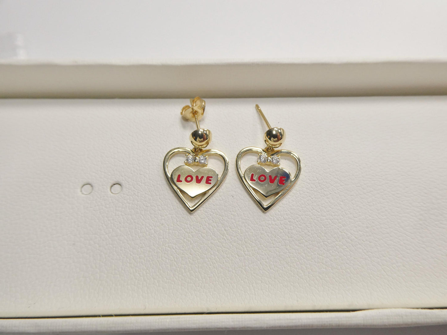 real 10k solid yellow gold heart love push post earrings
