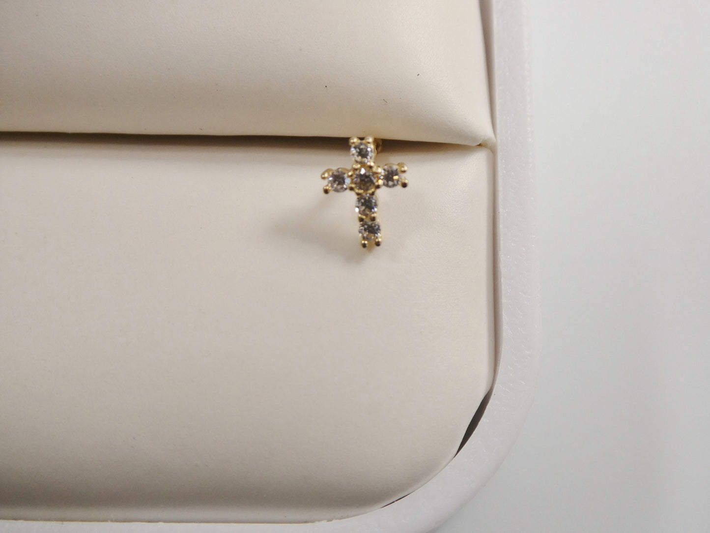 14k real solid yellow gold cross nose ring