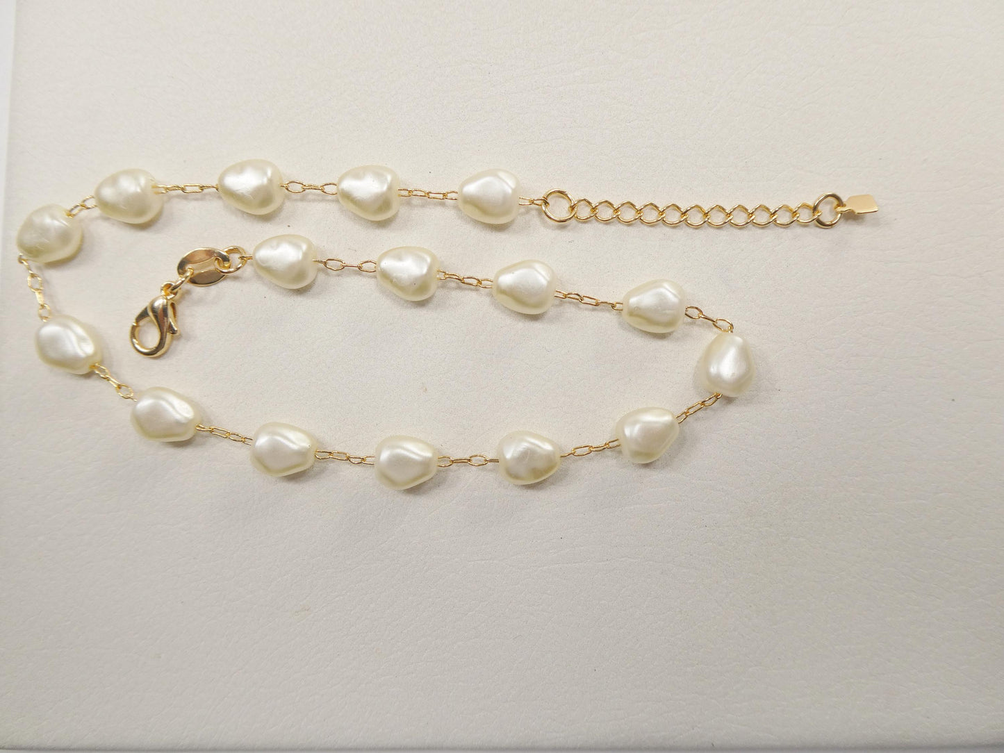 10 inch 14k gold filled pearl ladies anklet bracelet
