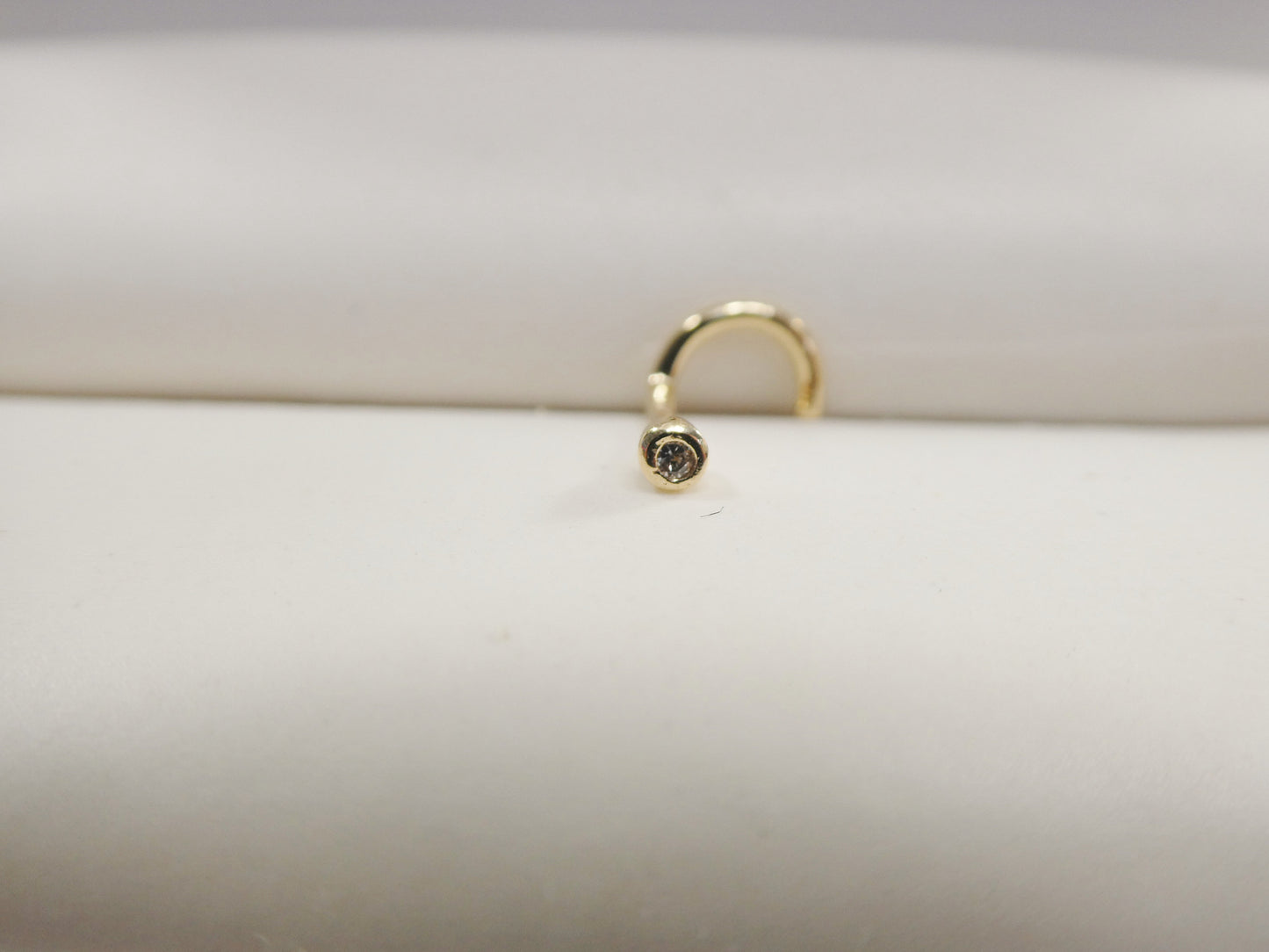 14k real solid yellow gold real diamond stone twist nose ring