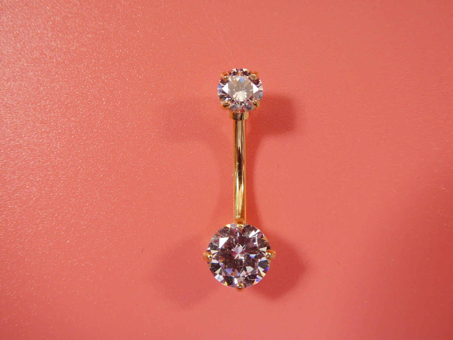 14k real solid yellow gold 7mm stone belly button ring piercing