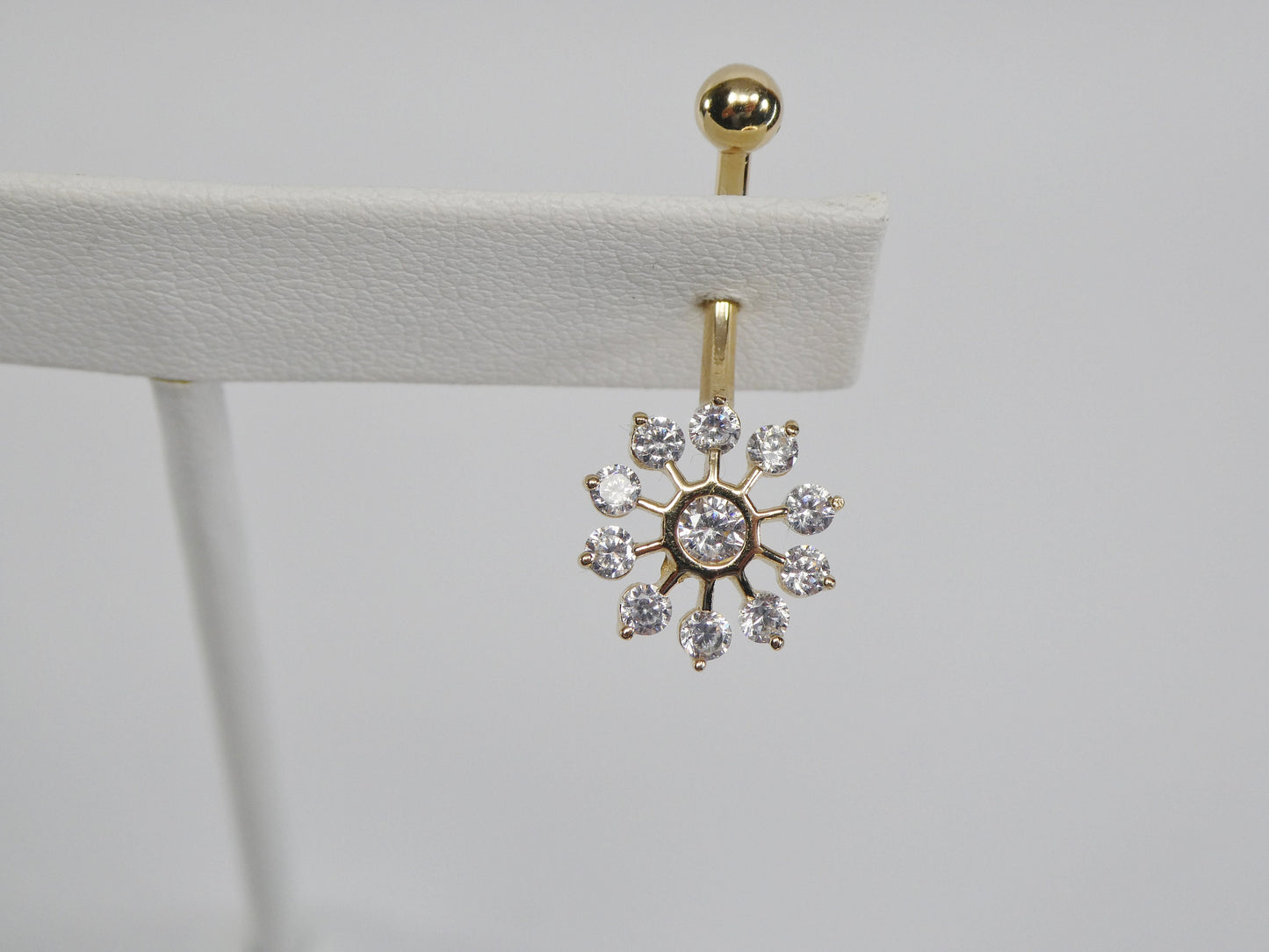 14k real solid yellow gold sun belly ring