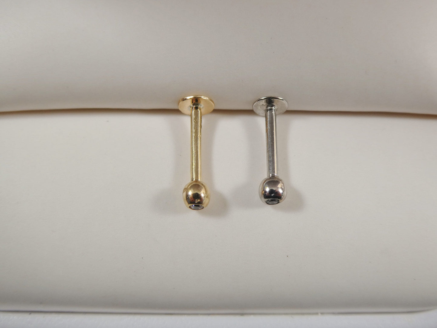 14K real solid yellow gold lip chin stud piercing