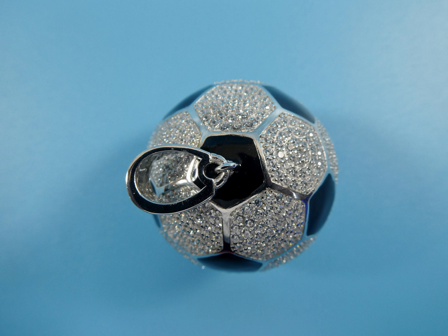real solid 925 sterling silver heavy large soccer ball pendent