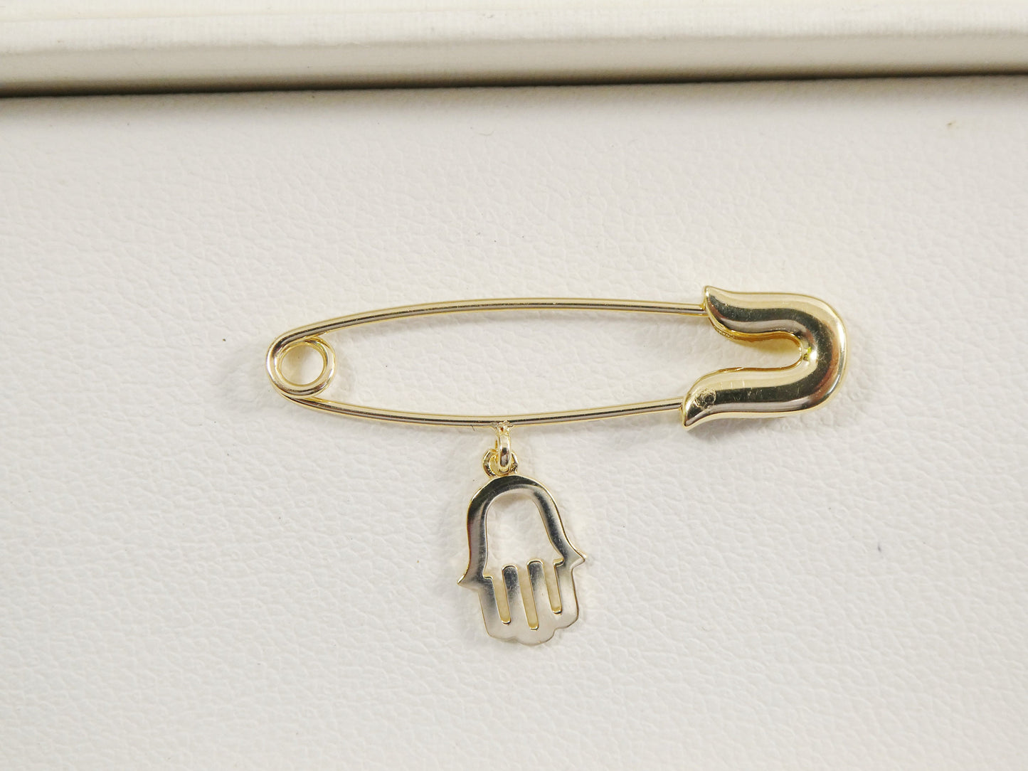 14k real solid yellow gold new born hamsa pin brooches