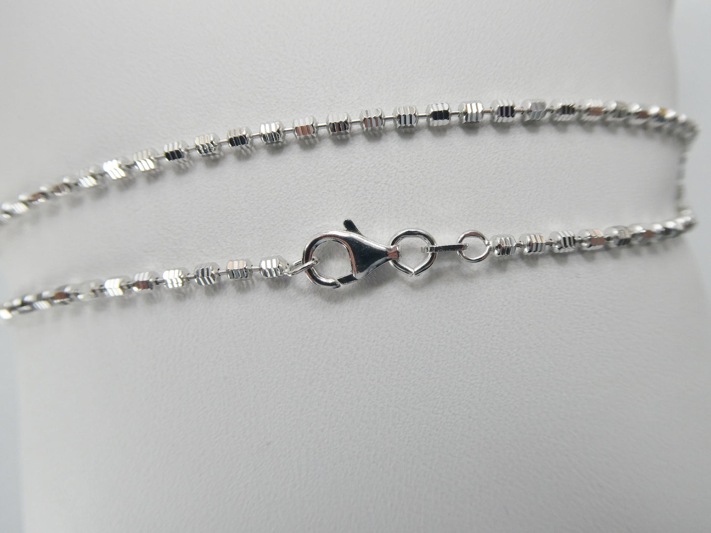 Real 925 sterling silver 10 inch bead anklet 14k white gold finish