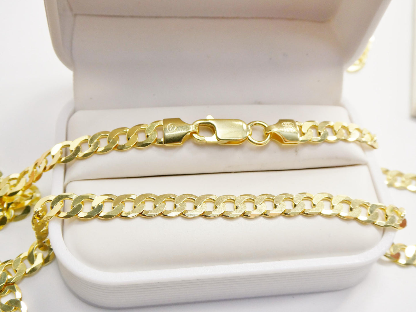 real 925 sterling silver 6MM Italian solid chain yellow gold finish lobster lock clasp