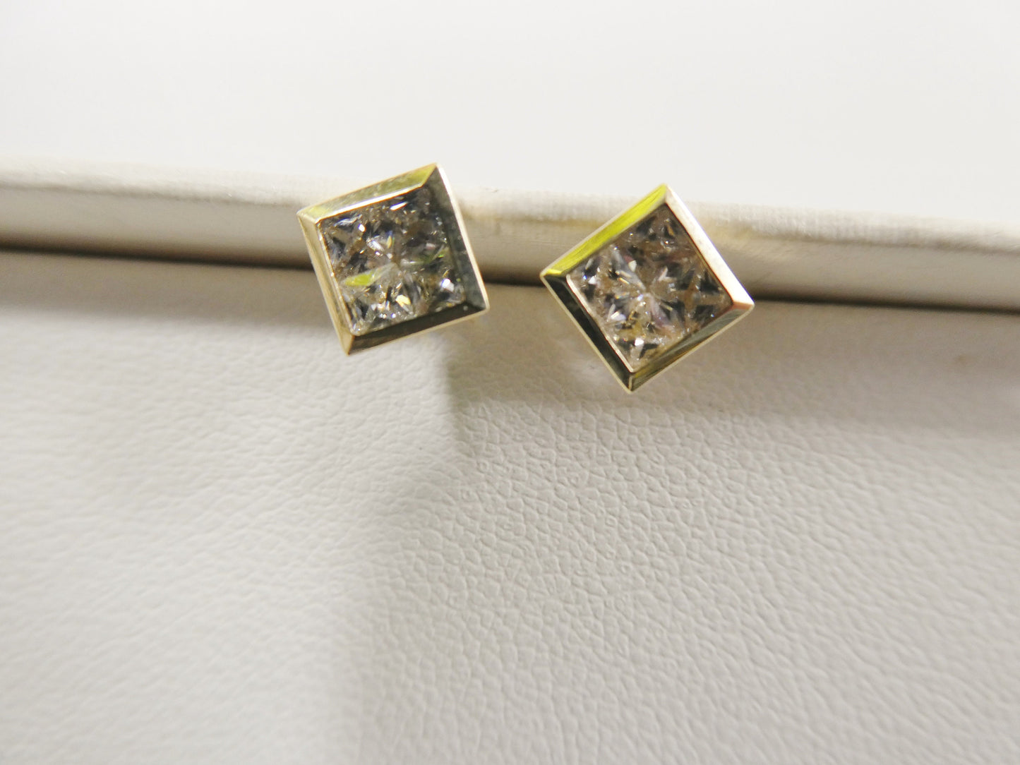real 10k solid yellow gold square push post stud earrings