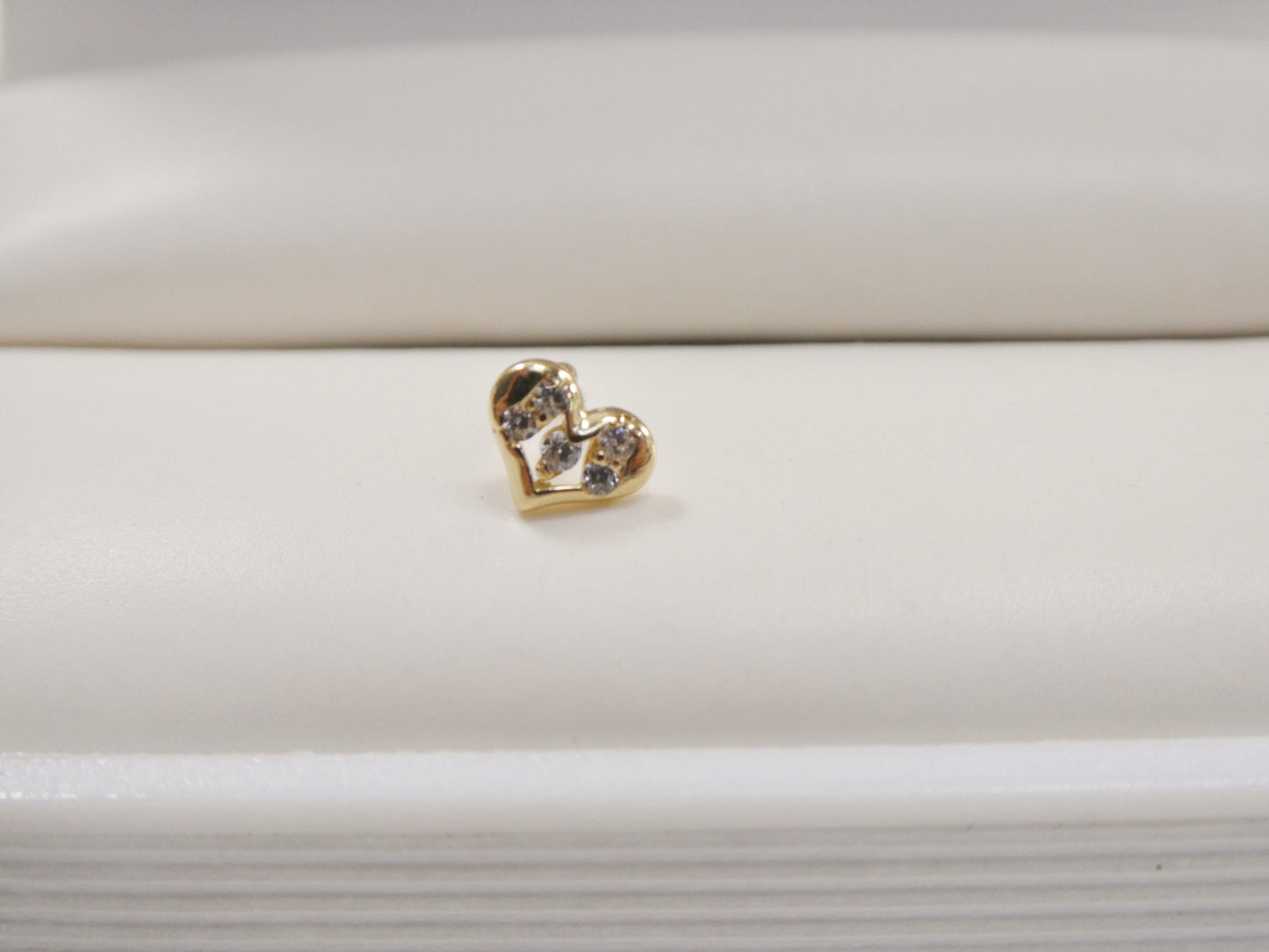 14k real solid yellow gold tiny heart stud nose ring