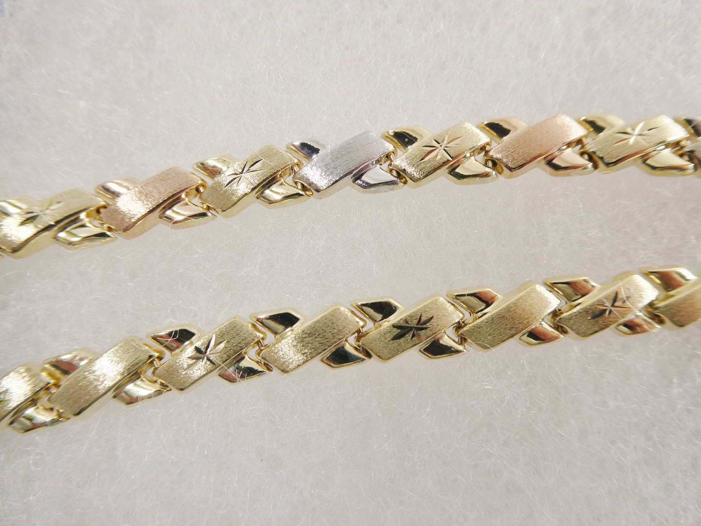 14k real solid yellow gold x style 7 inch bracelet