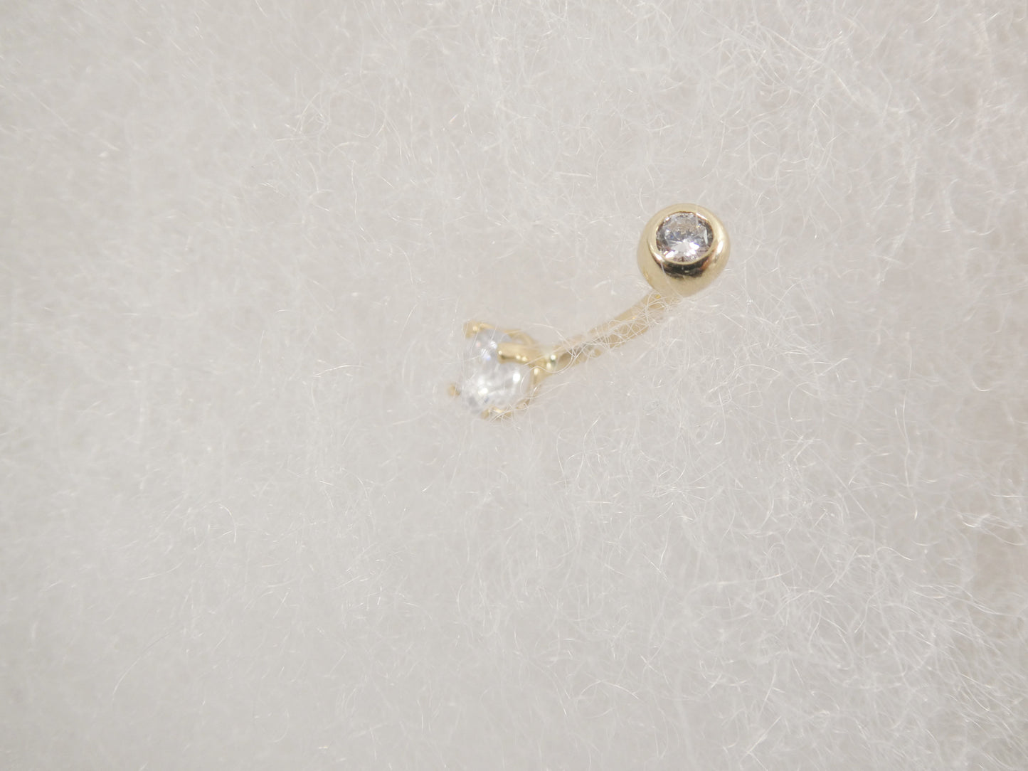 14k real solid yellow gold 5mm stone dangling belly button ring piercing