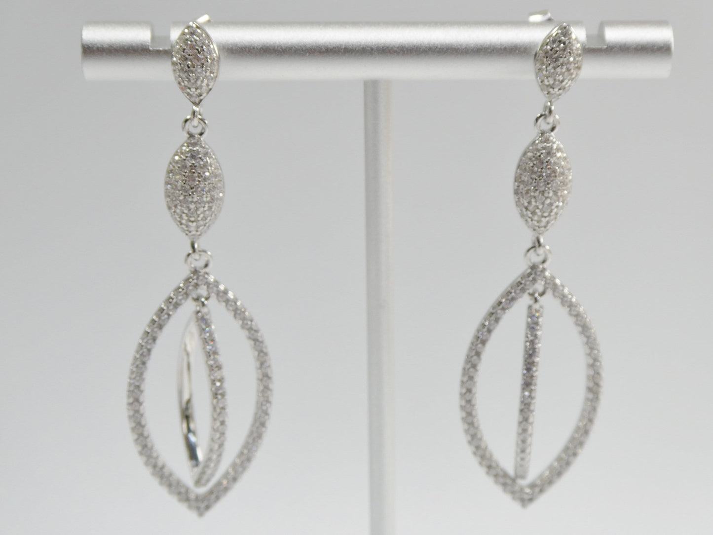 real 925 sterling silver micro pave setting 14k white gold color finish drop earring