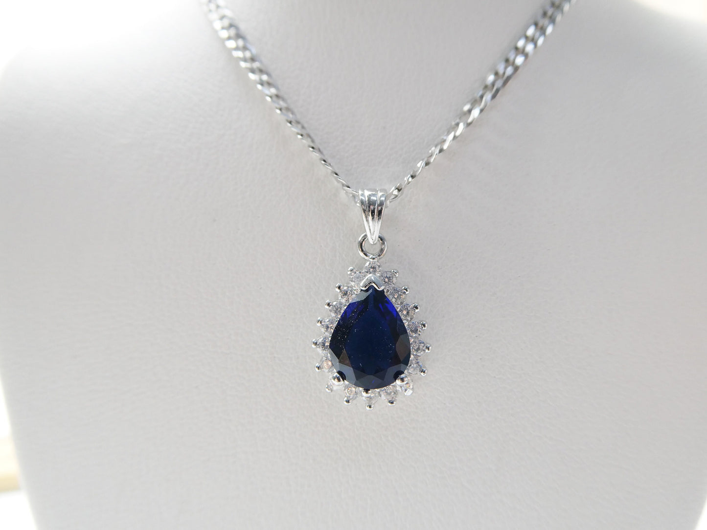 real 925 sterling silver 18 inch flat chain and genuine mystic teardrop pendent charm