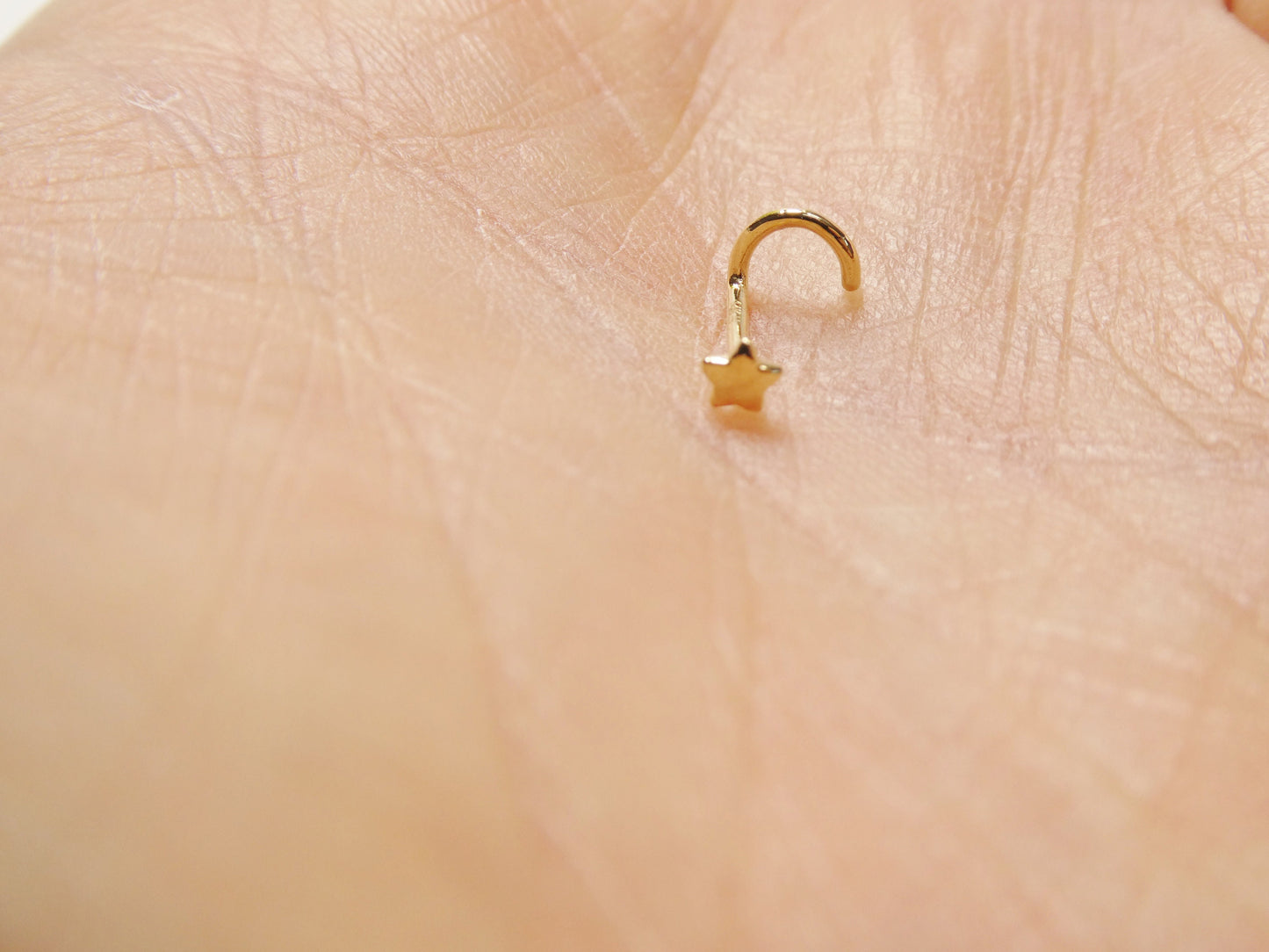 14k real solid yellow gold twist star stud nose ring