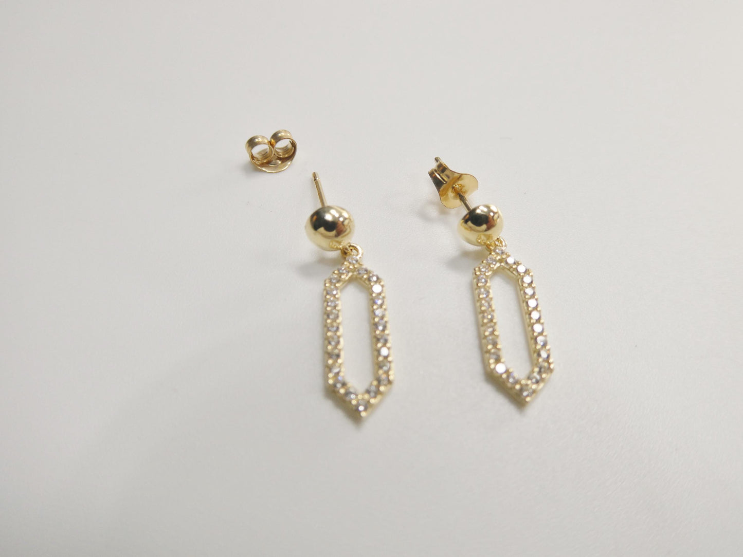 real 10k solid yellow gold design paperclip push post earrings