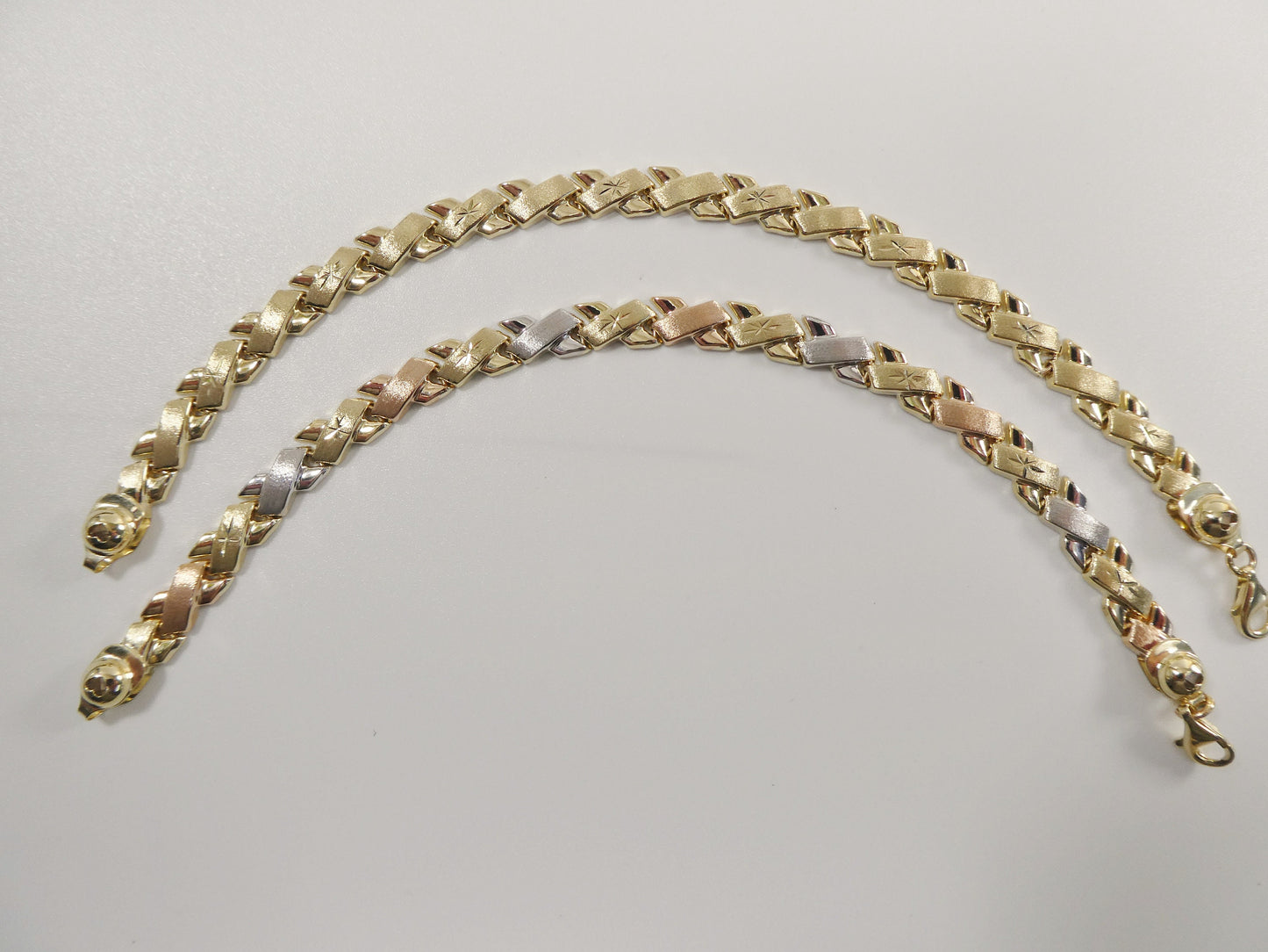 14k real solid yellow gold x style 7 inch bracelet