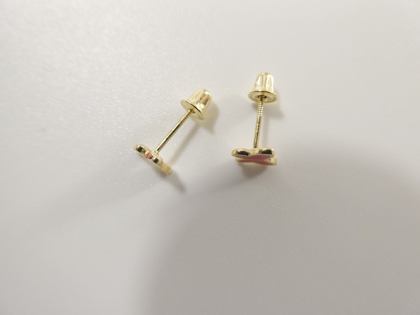 10k real solid gold kids enamel butterfly screw post earrings