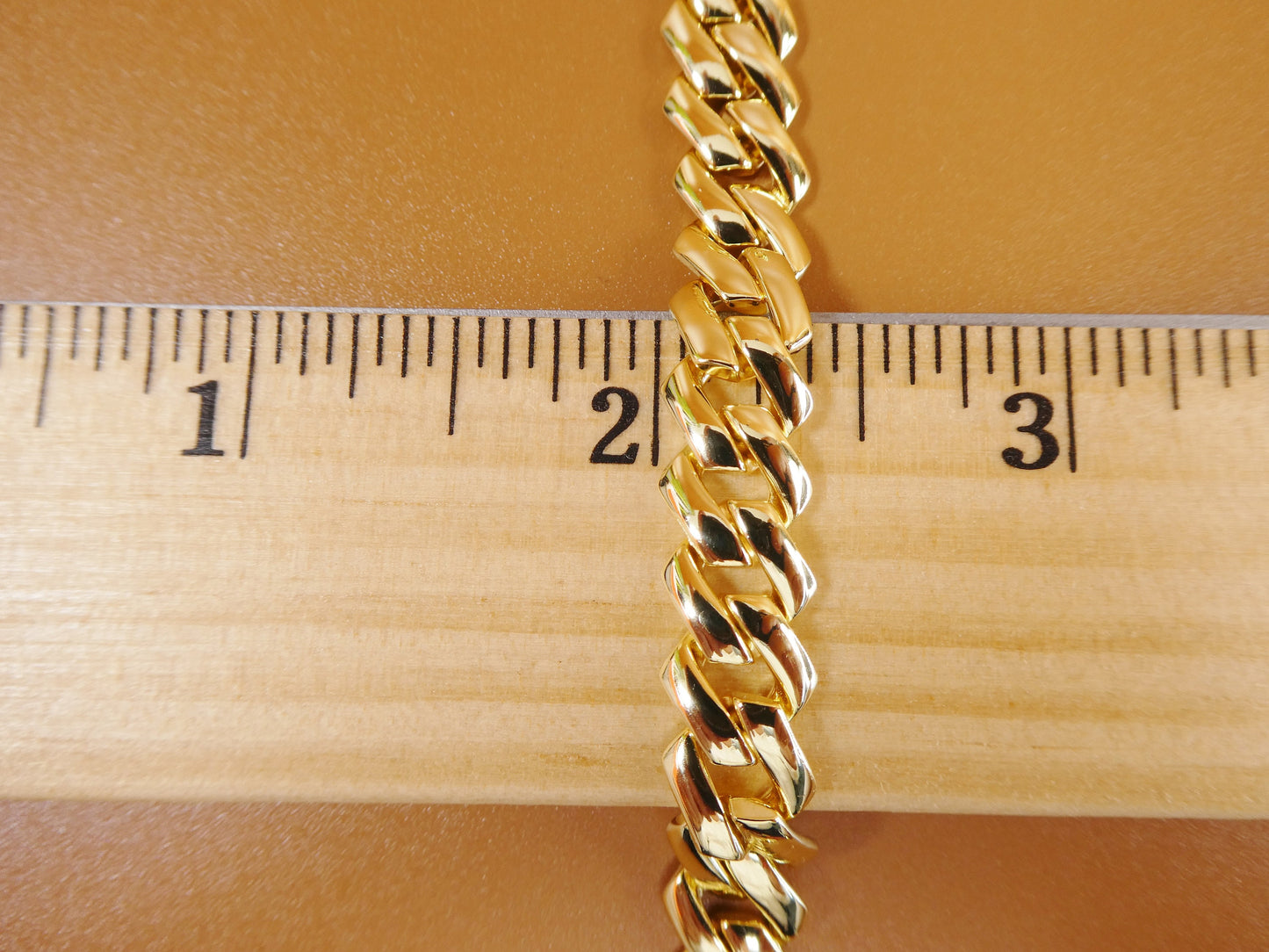 14k yellow gold color tone 9MM Monaco necklace over real 925 sterling silver