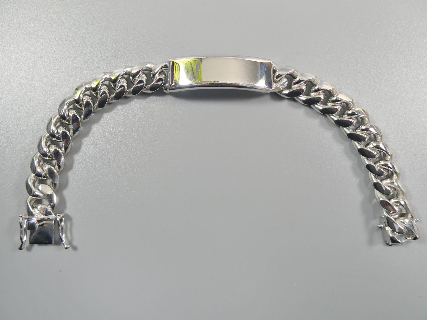 real 925 sterling silver 9 inch solid Miami ID men bracelet 14k white gold finish