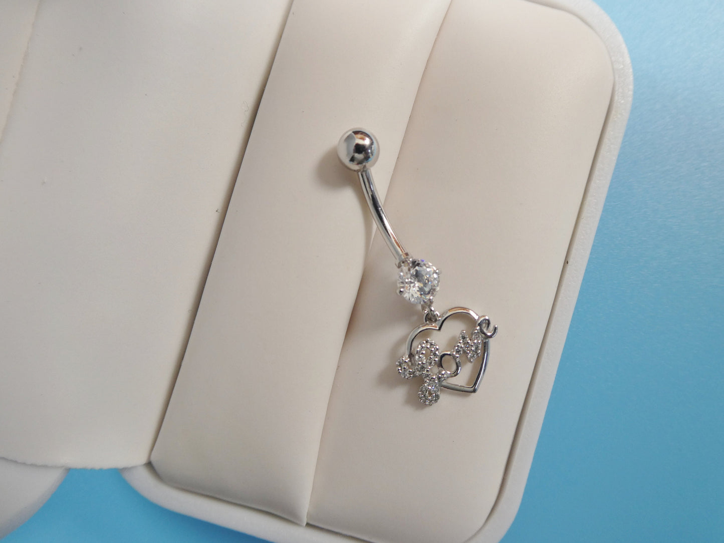14k real solid yellow gold dangling love heart belly button ring piercing