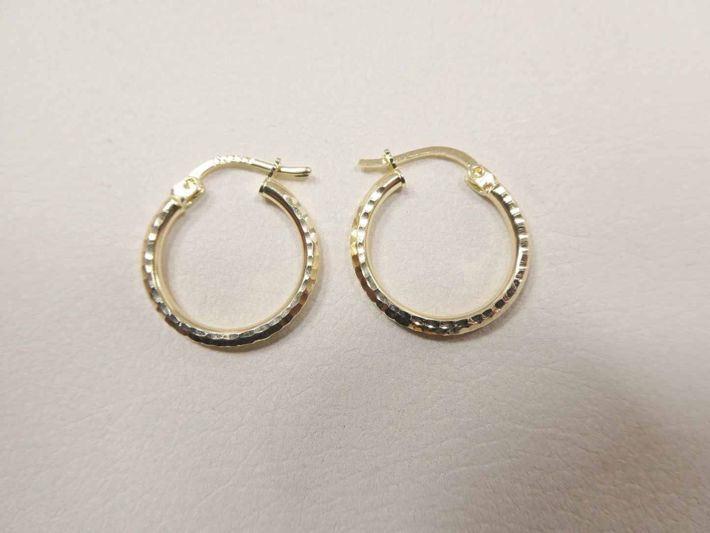 10k real solid yellow gold full diamond cut hoop earrings
