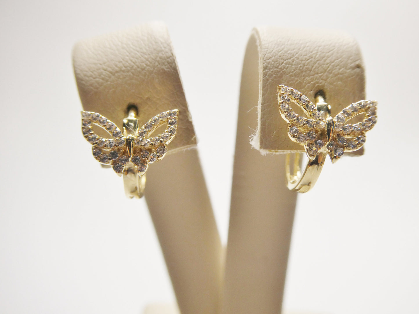 Real 10k Solid Yellow Gold Butterfly Hoop Huggie Earring