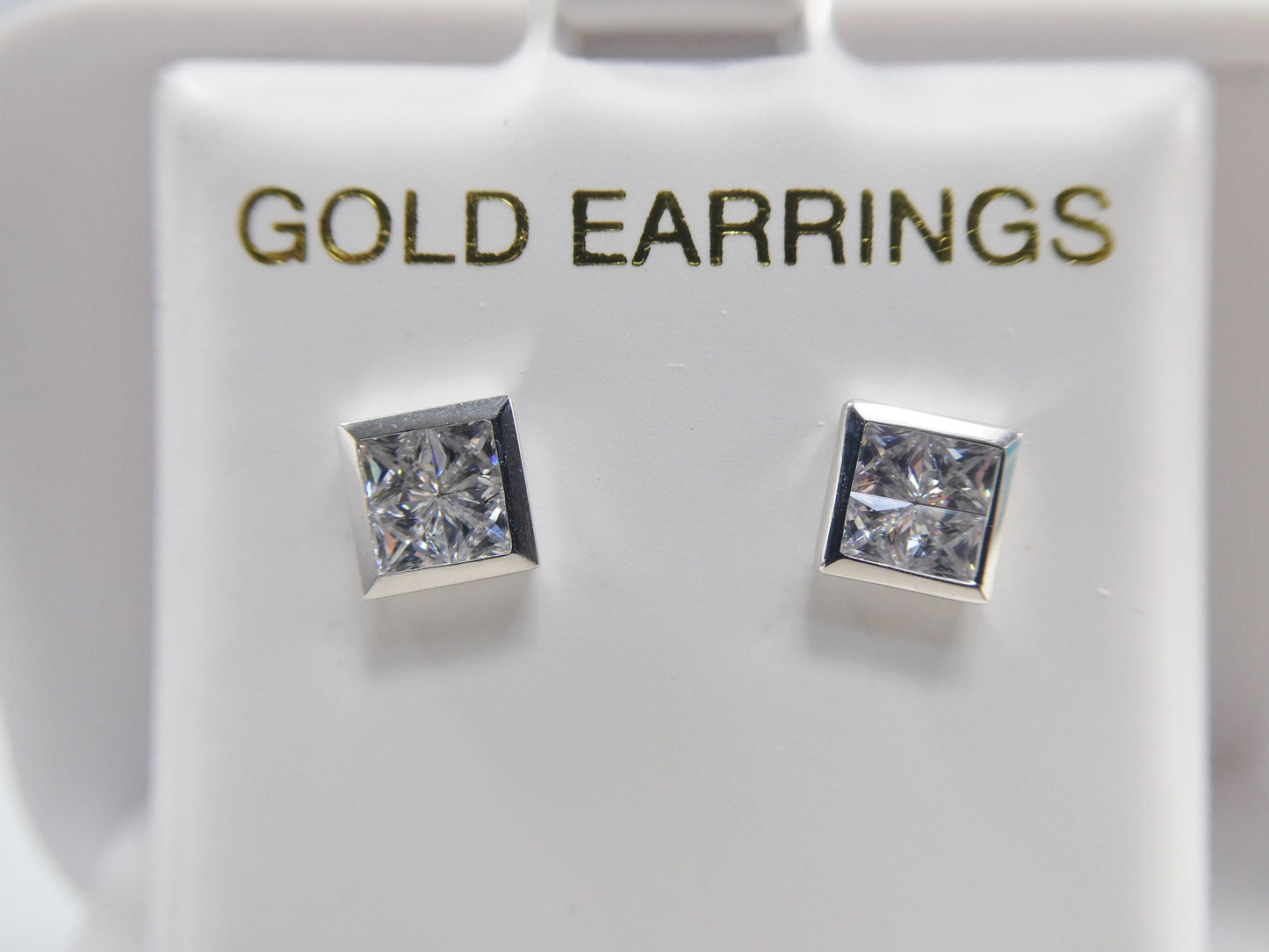 real 10k solid yellow gold square push post stud earrings